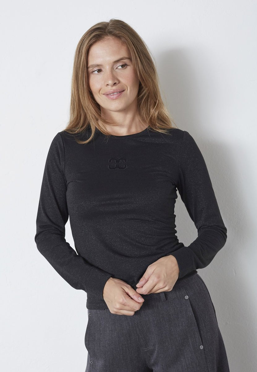 MannyCC Lurex Emb L/S Tee - Black - Co'couture