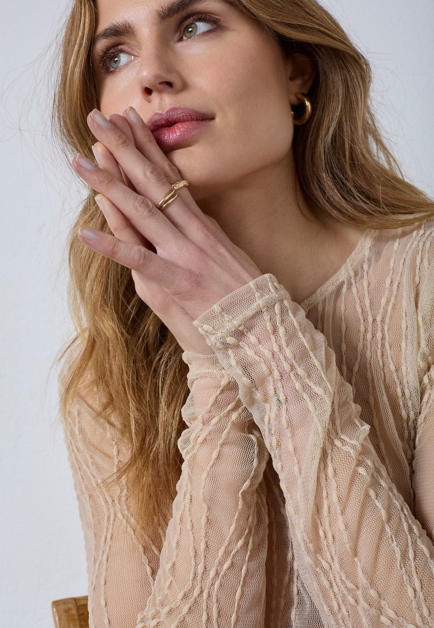 MarcyCC Mesh O - blouse - Bone - Co'couture