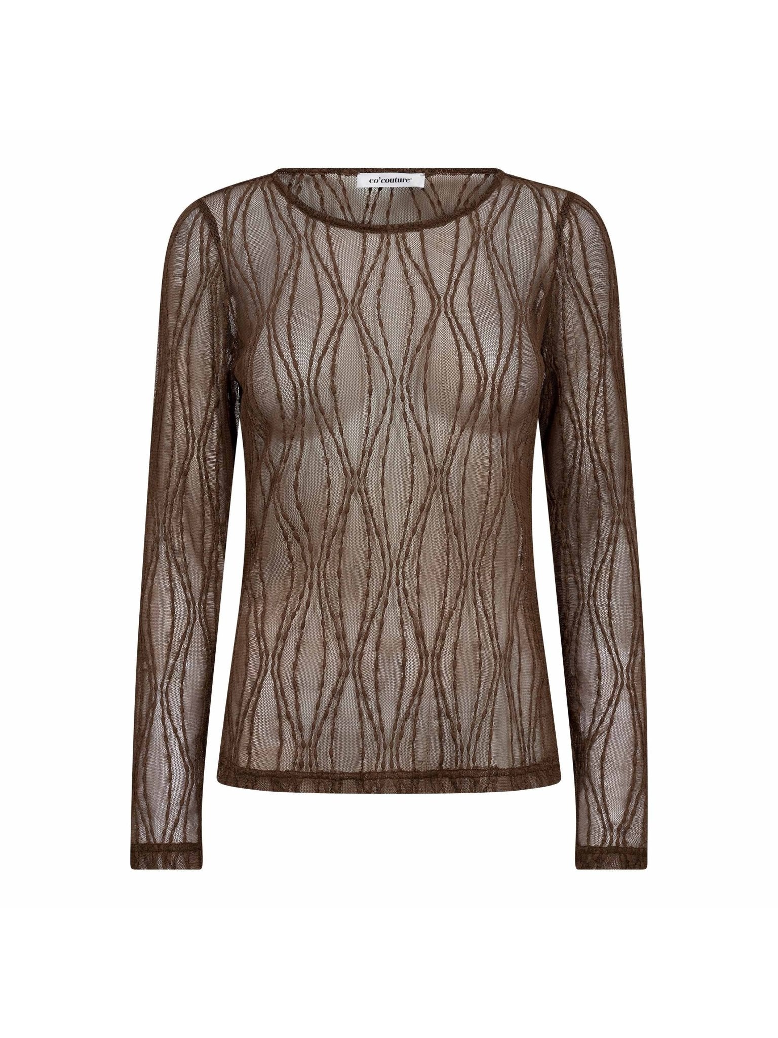 MarcyCC Mesh O - blouse - Mocca - Co'couture