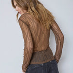 MarcyCC Mesh O - blouse - Mocca - Co'couture