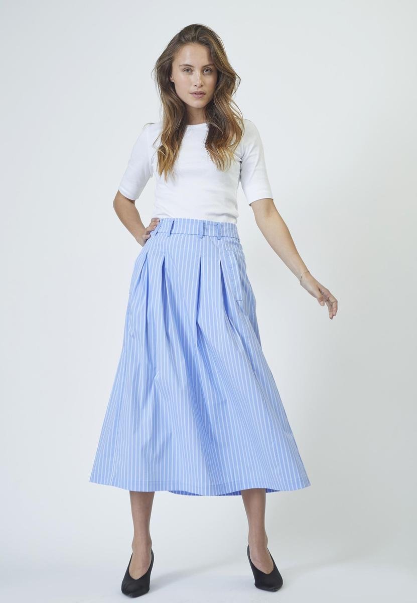 MicaCC Stripe Pleat Skirt - Pale Blue - Co'couture