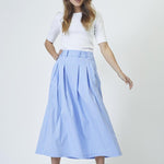 MicaCC Stripe Pleat Skirt - Pale Blue - Co'couture
