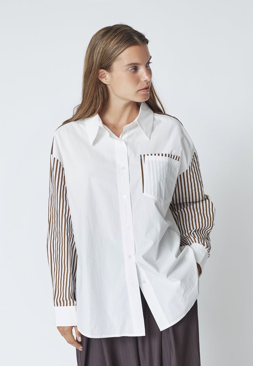 MioCC Stripe Shirt - Dark Brown - Co'couture