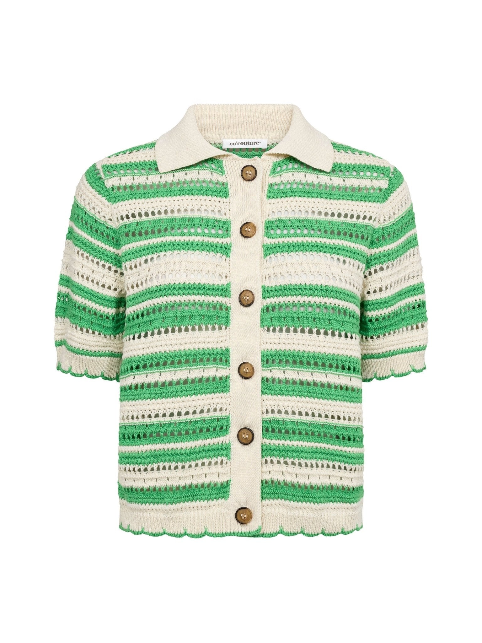 OdetteCC Stripe SS Cardigan - Green - Co'couture