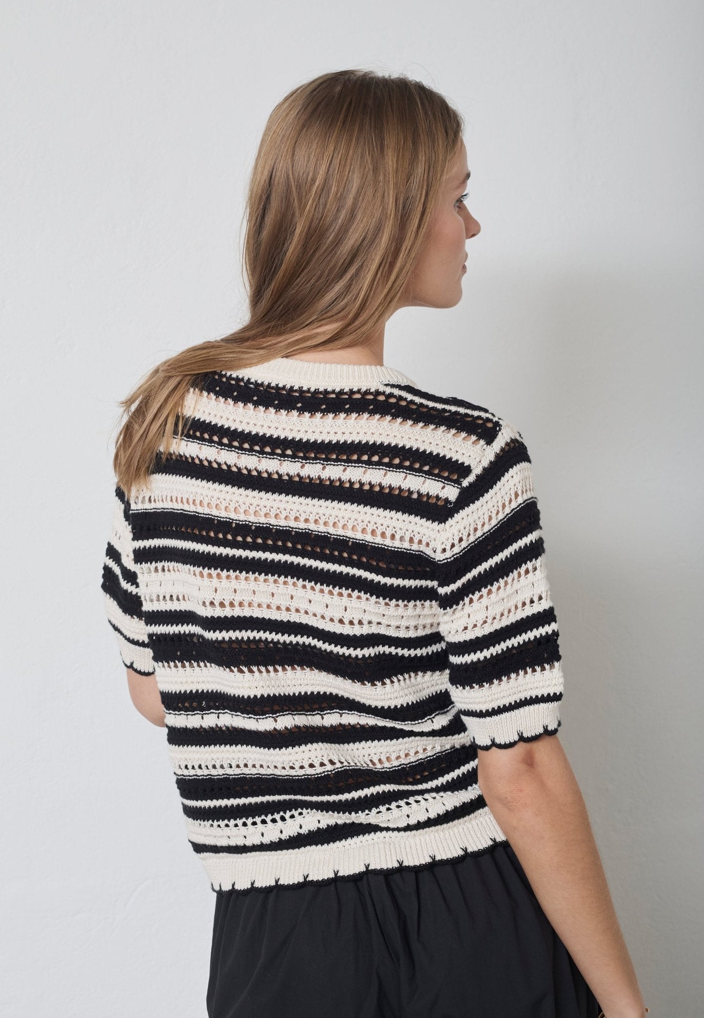 OdetteCC Stripe SS O - Knit - OffWhite - Black - Co'couture