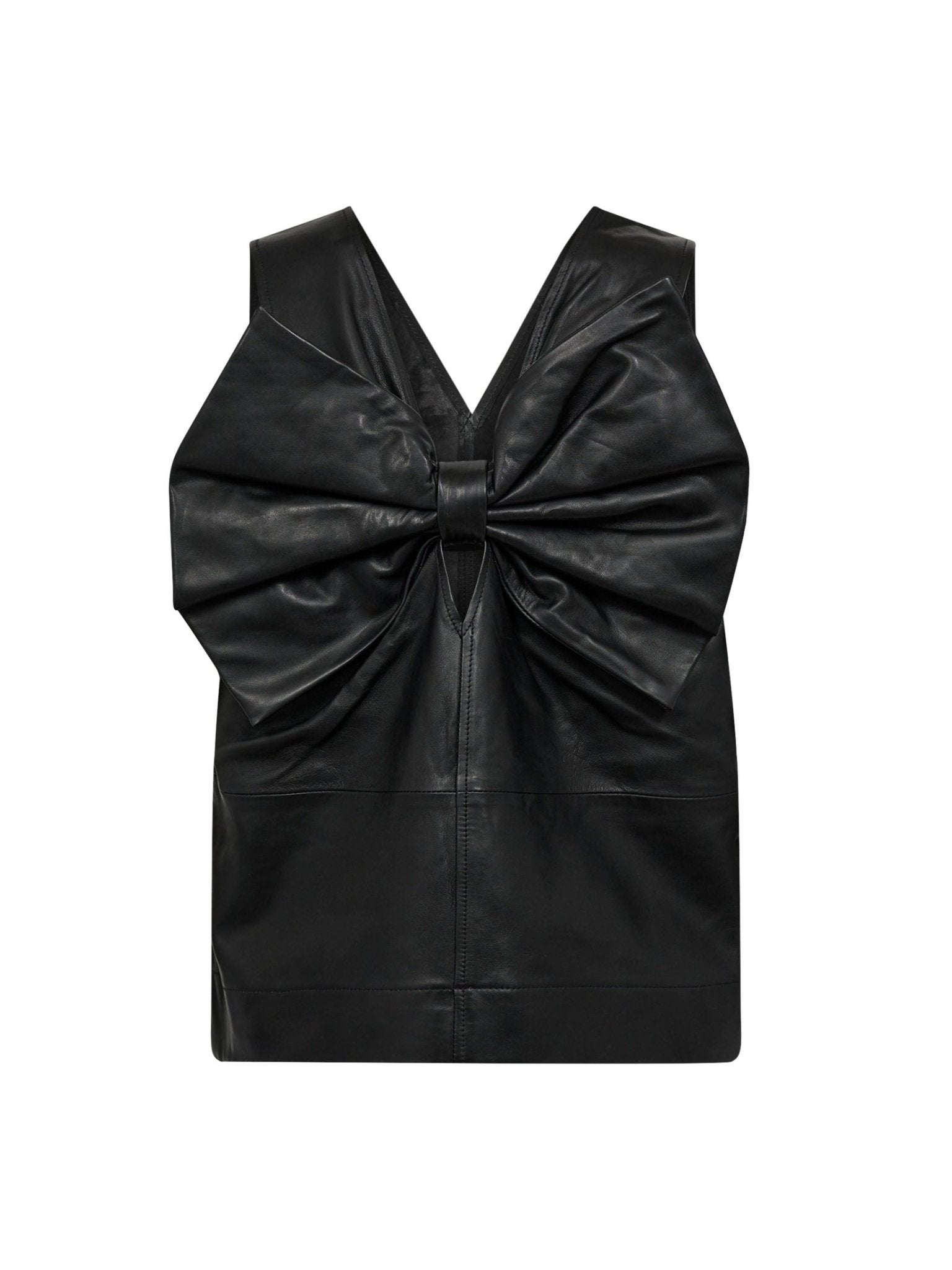 PhoebeCC Leather Bow V - Top - Black - Co'couture