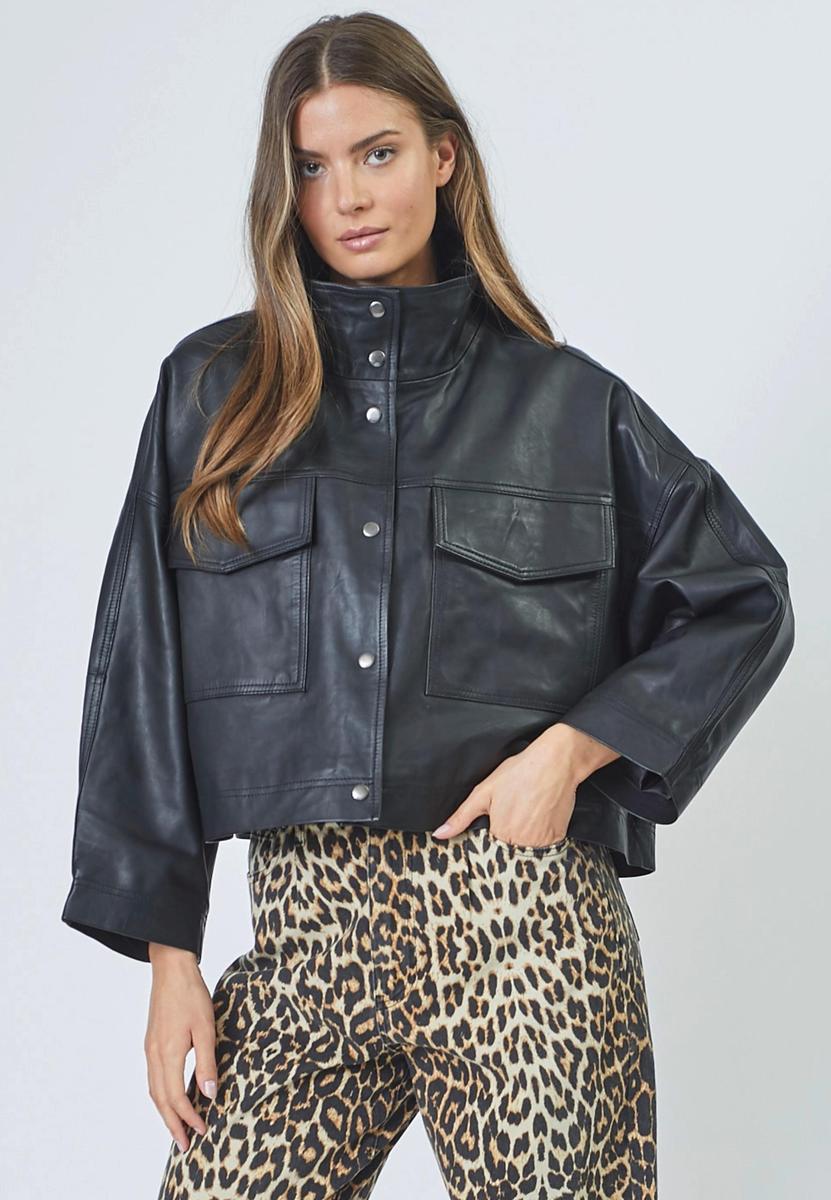 PhoebeCC Leather Box Jacket - Black - Co'couture