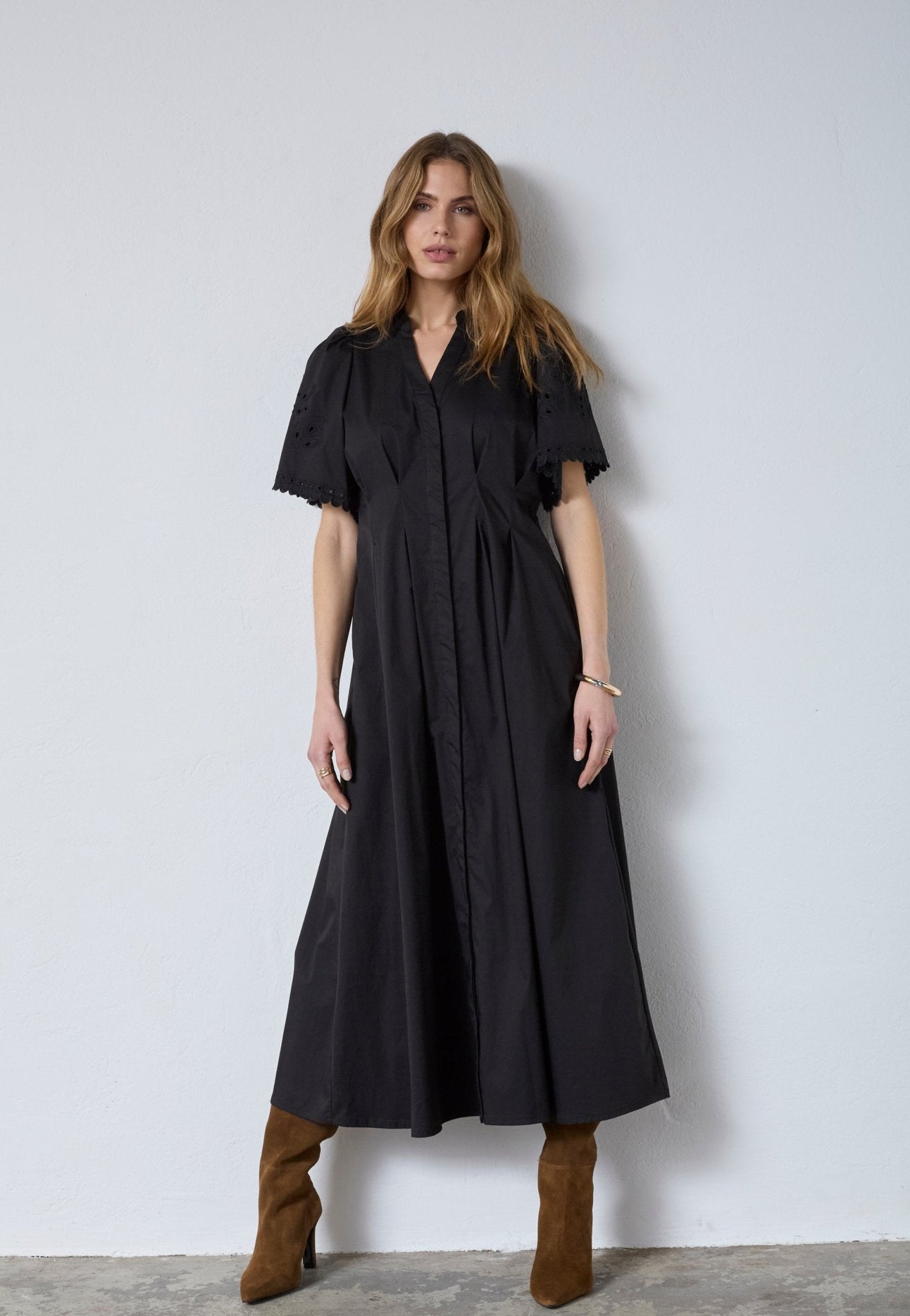 PoppyCC Emb Pleat Dress - Black - Co'couture