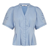 PoppyCC Emb SS V - Shirt - Pale Blue - Co'couture