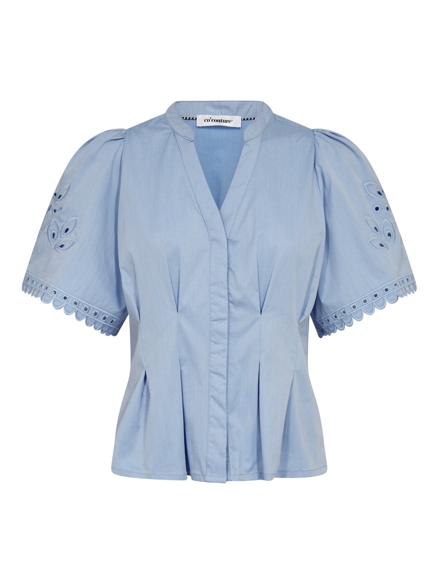 PoppyCC Emb SS V - Shirt - Pale Blue - Co'couture