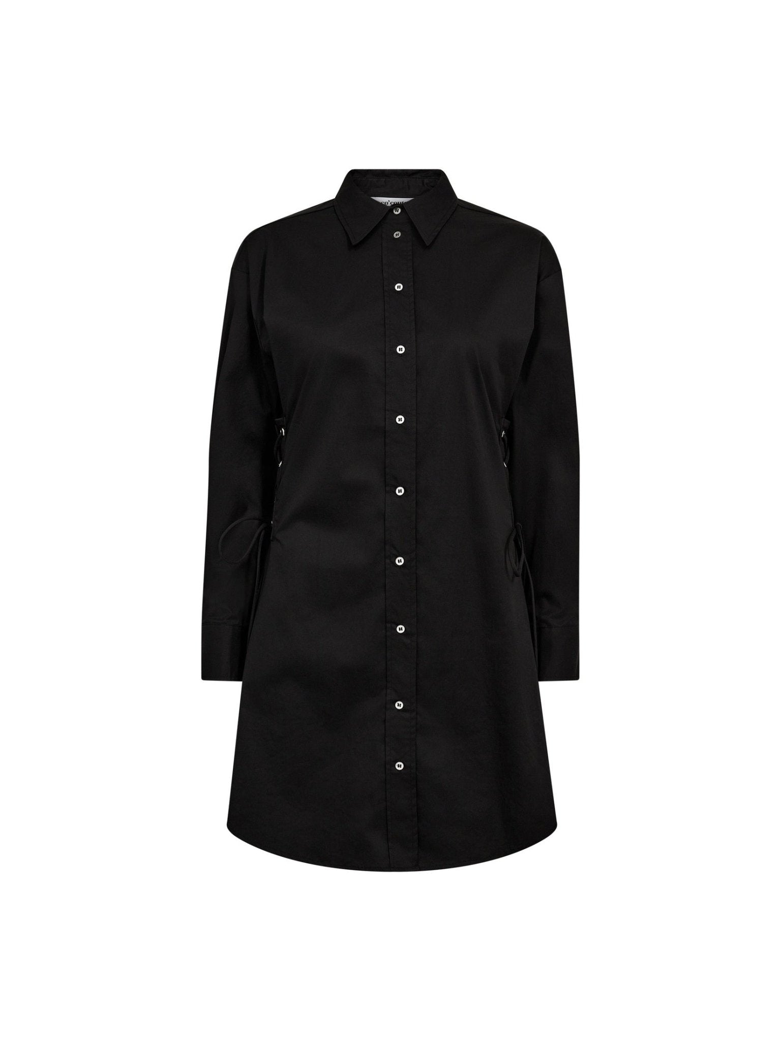 PoppyCC Eyelet Tie Shirt Dress - Black - Co'couture