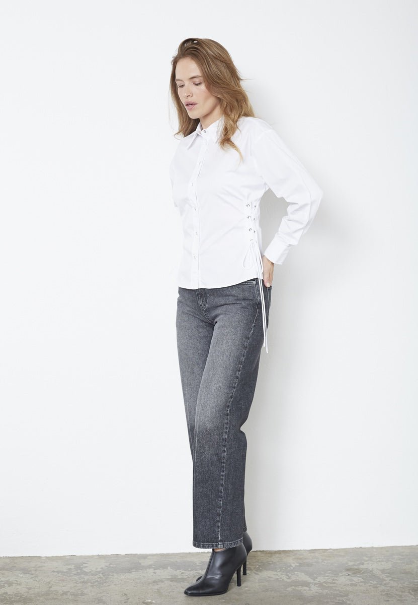 PoppyCC Eyelet Tie Shirt - White - Co'couture