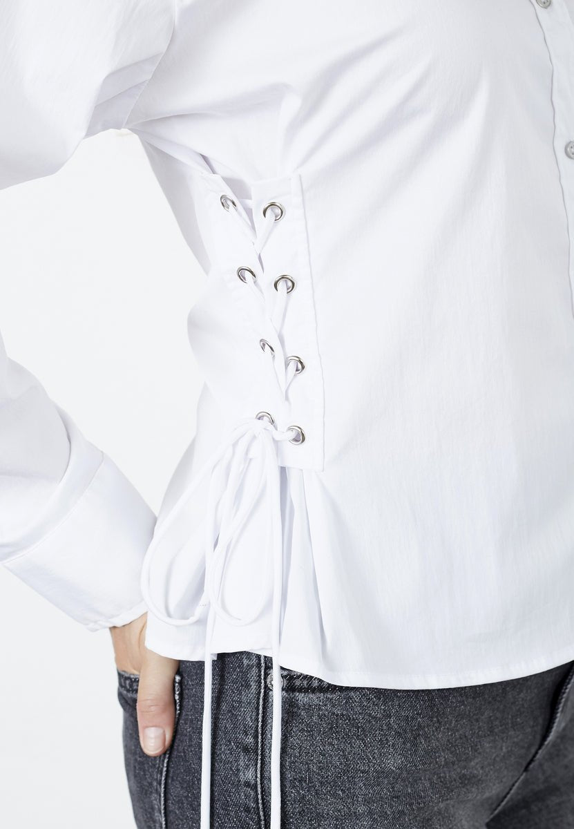 PoppyCC Eyelet Tie Shirt - White - Co'couture