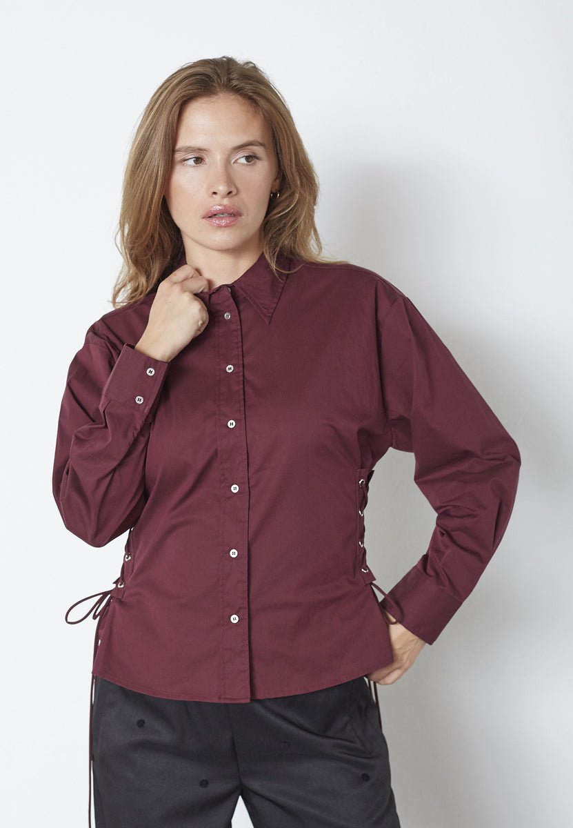 PoppyCC Eyelet Tie Shirt - Winered - Co'couture