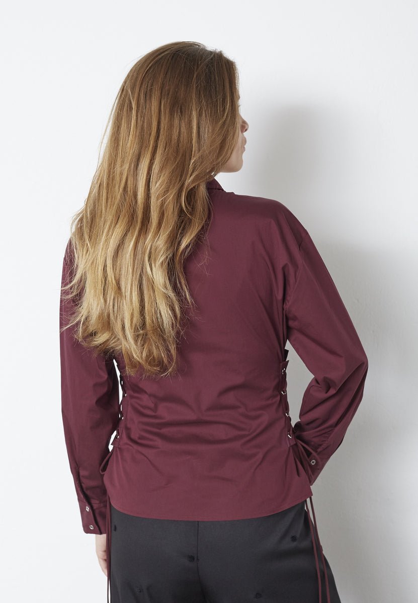 PoppyCC Eyelet Tie Shirt - Winered - Co'couture