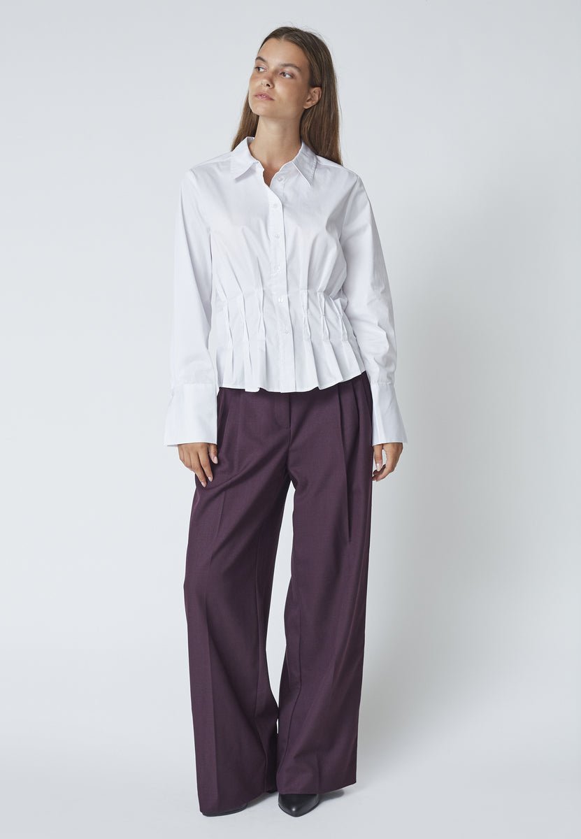 PoppyCC Pleat Waist Shirt - White - Co'couture