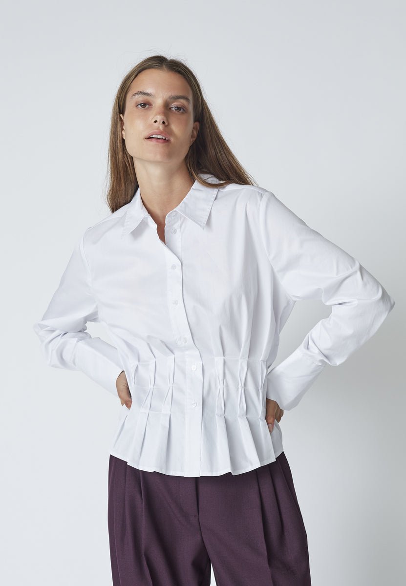 PoppyCC Pleat Waist Shirt - White - Co'couture