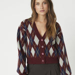RowCC Check Cardigan - Winered - Co'couture