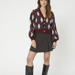 RowCC Check Cardigan - Winered - Co'couture