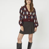 RowCC Check Cardigan - Winered - Co'couture