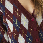 RowCC Check Cardigan - Winered - Co'couture