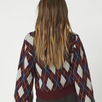 RowCC Check Cardigan - Winered - Co'couture