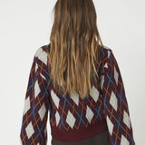 RowCC Check Cardigan - Winered - Co'couture