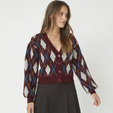 RowCC Check Cardigan - Winered - Co'couture