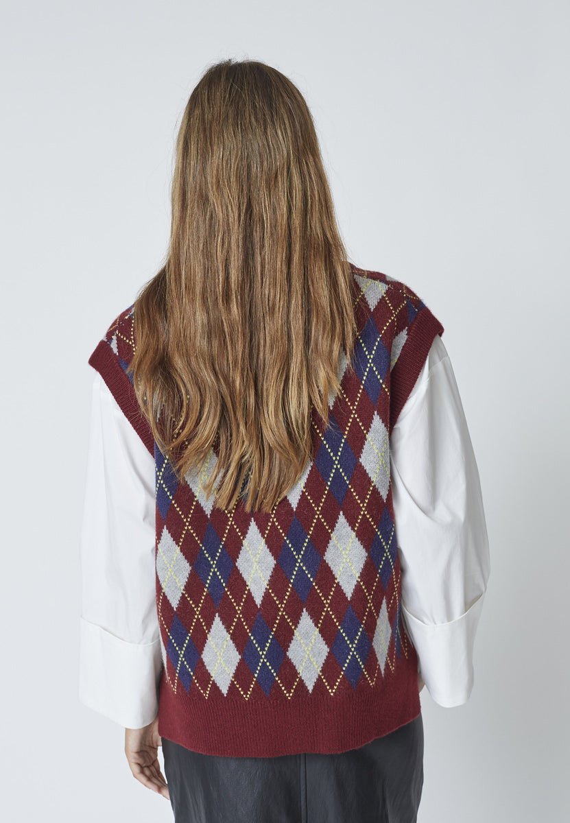 RowCC Check Vest - Winered - Co'couture