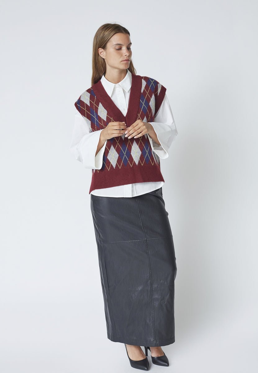 RowCC Check Vest - Winered - Co'couture