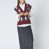 RowCC Check Vest - Winered - Co'couture