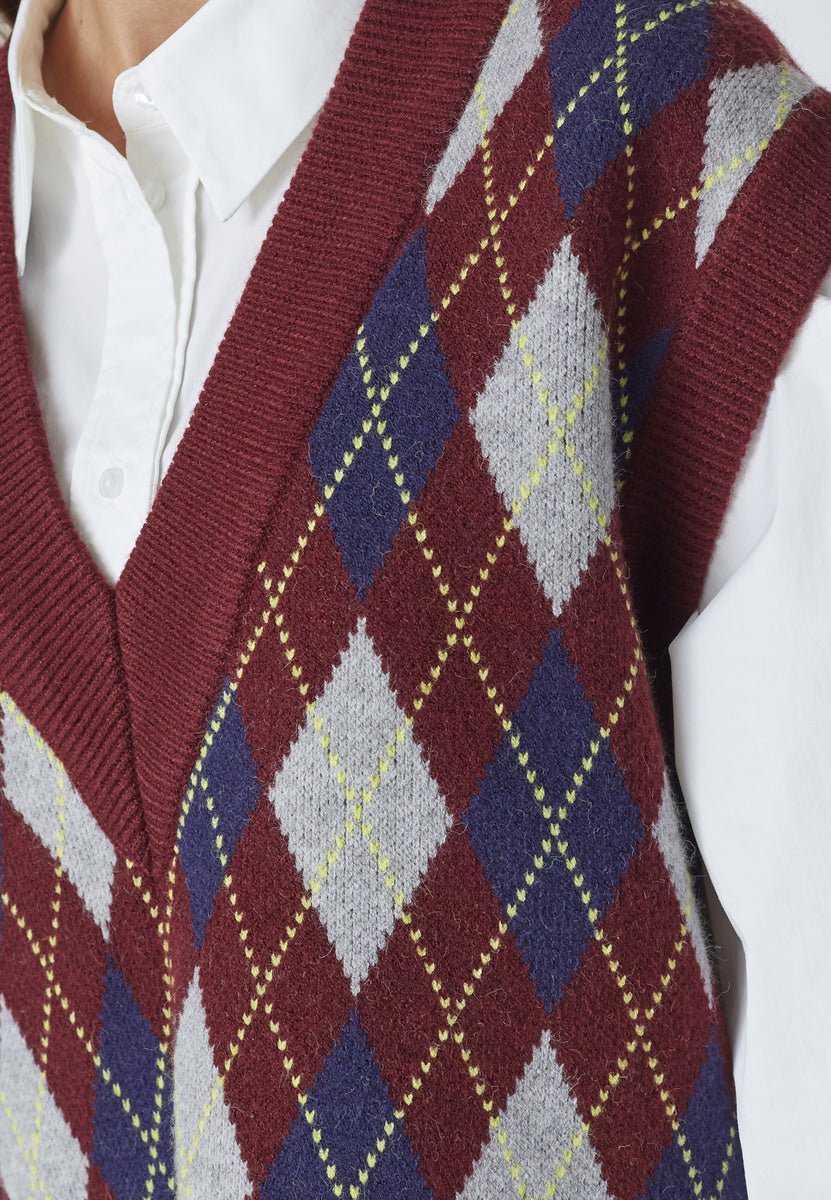 RowCC Check Vest - Winered - Co'couture