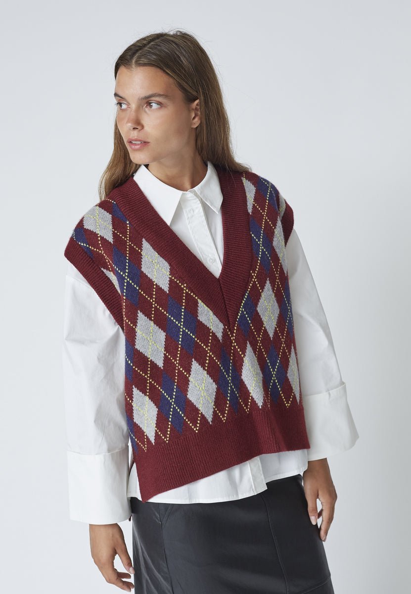 RowCC Check Vest - Winered - Co'couture