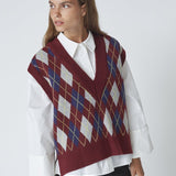 RowCC Check Vest - Winered - Co'couture
