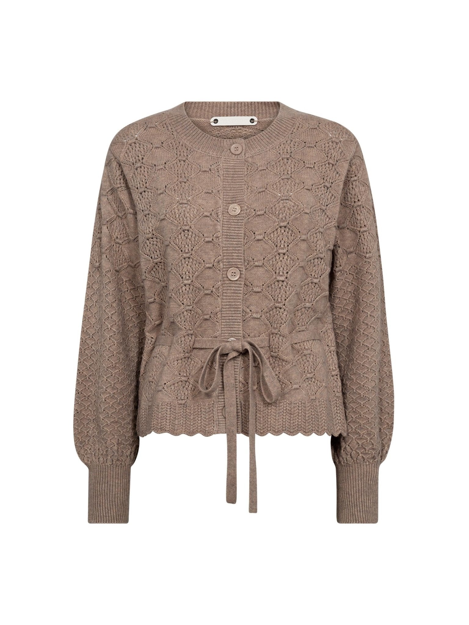 RowCC Pointelle Tie Cardigan - Champagne - Co'couture
