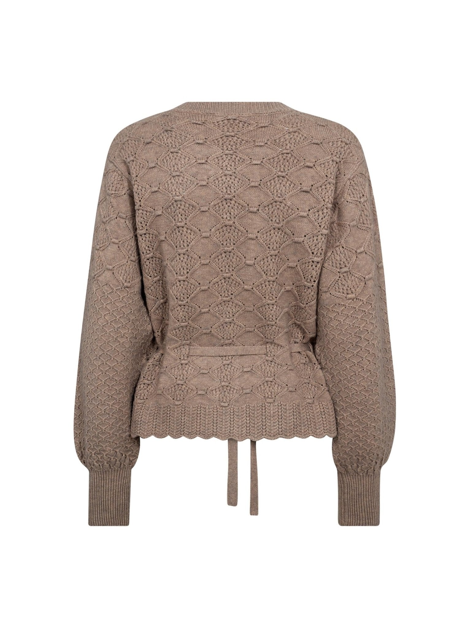 RowCC Pointelle Tie Cardigan - Champagne - Co'couture