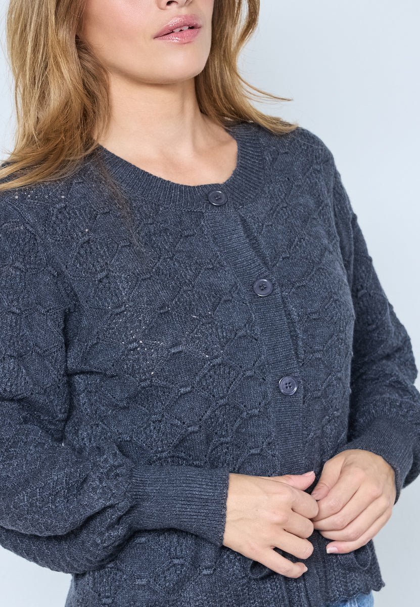 RowCC Pointelle Tie Cardigan - Dark Grey - Co'couture