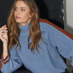 RowCC Roll Neck Rib Knit - Blue - Co'couture