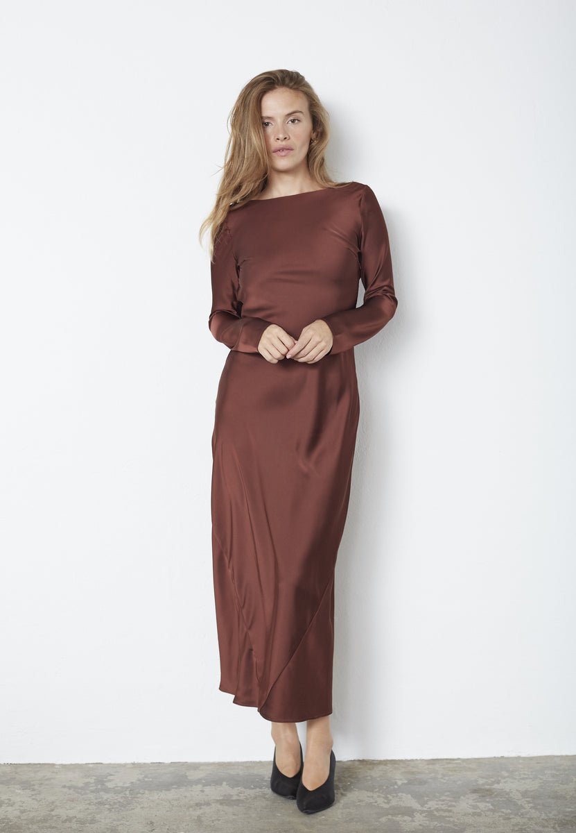 SafiraCC Waterfall Back Dress - Dark Brown - Co'couture
