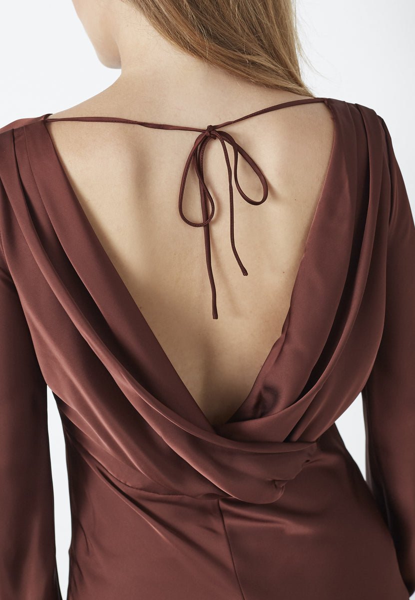 SafiraCC Waterfall Back Dress - Dark Brown - Co'couture
