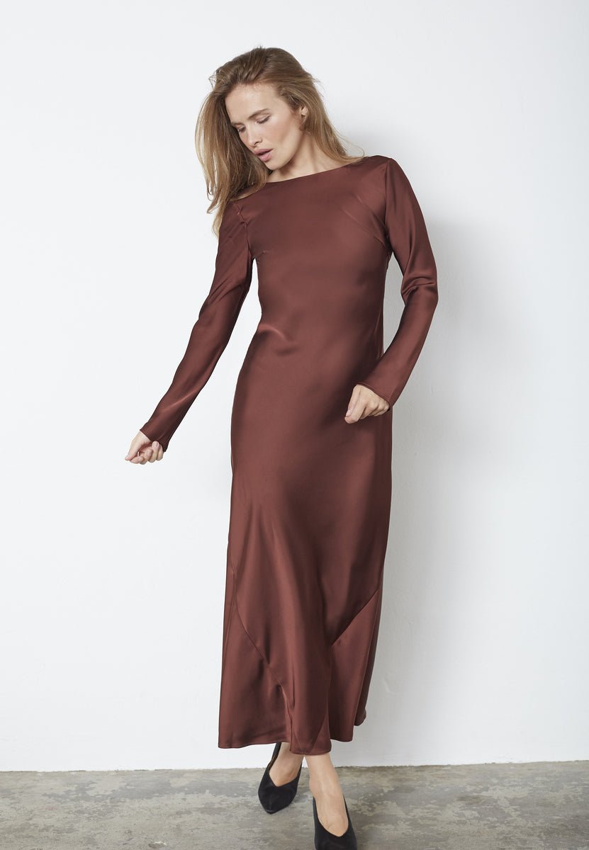 SafiraCC Waterfall Back Dress - Dark Brown - Co'couture