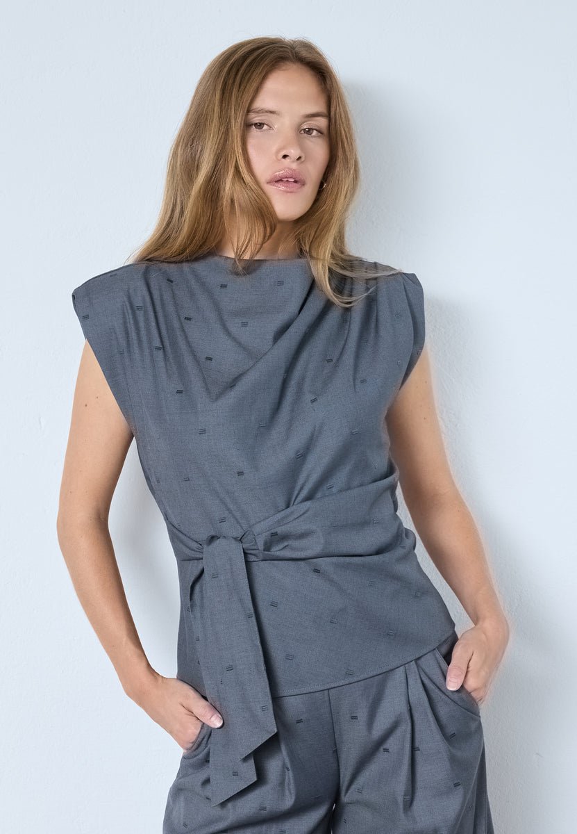 SagaCC Pleat Top - Mid Grey - Co'couture