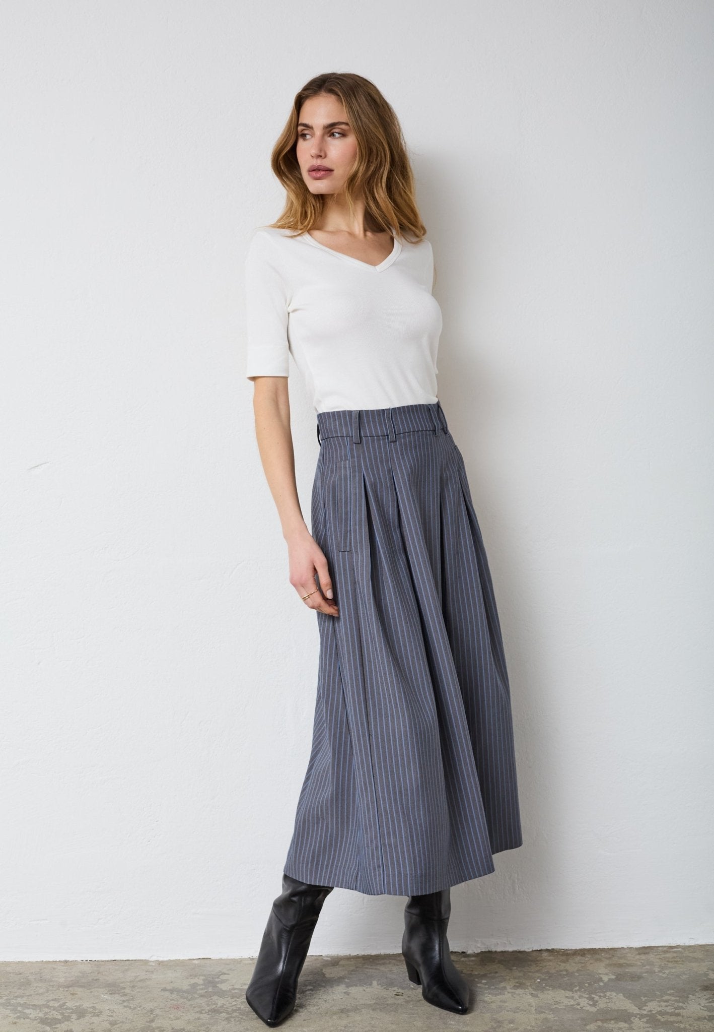 SalvieCC Anya Pleat Skirt - Denim blue - Co'couture