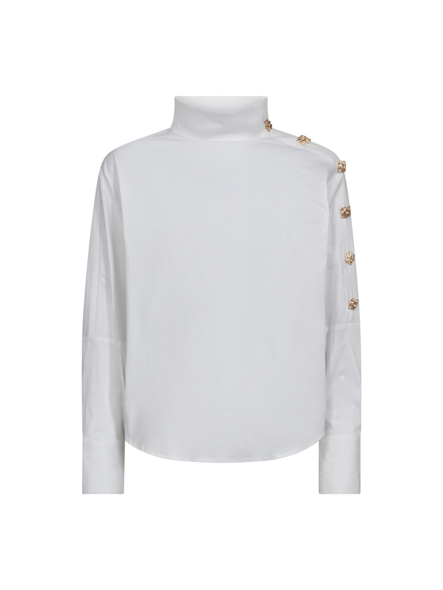 SannaCC Asym Button Blouse - White - Co'couture