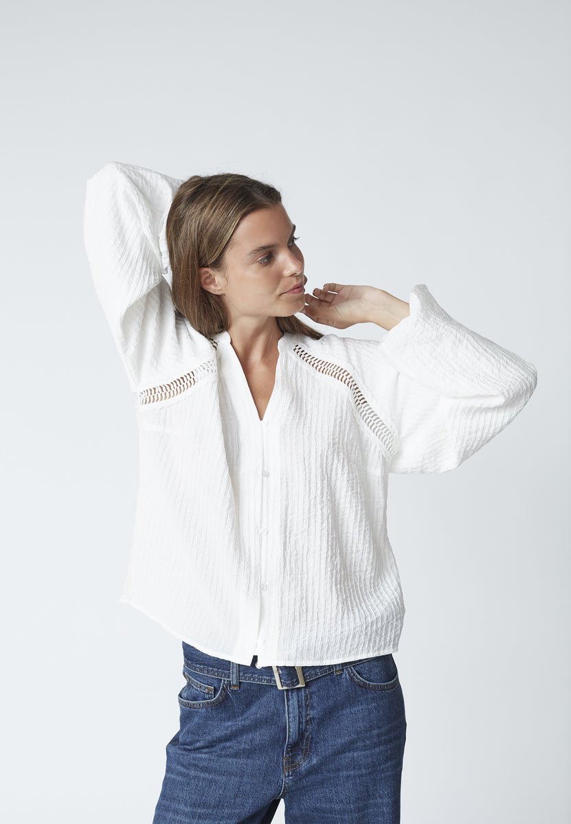 ShinaCC Lace V - Shirt - Off white - Co'couture