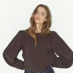 ShinaCC Pintuck Blouse - Dark Brown - Co'couture