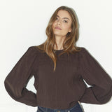 ShinaCC Pintuck Blouse - Dark Brown - Co'couture