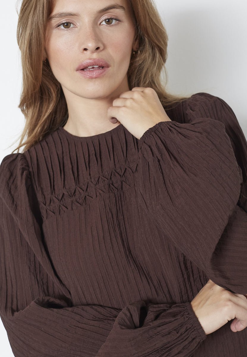 ShinaCC Pintuck Blouse - Dark Brown - Co'couture