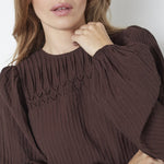 ShinaCC Pintuck Blouse - Dark Brown - Co'couture
