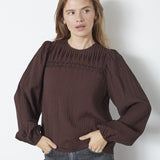 ShinaCC Pintuck Blouse - Dark Brown - Co'couture